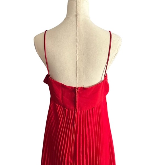 Rare Vintage Troika Red Soutache Ribbon Pleated Mini Dress - Large